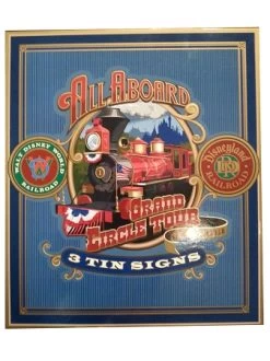 Disney Sign Set - All Aboard Railroad Train Tin Signs