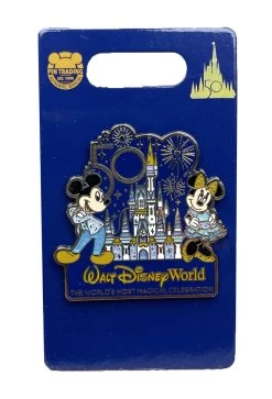 Disney 50th Anniversary Pin - Mickey And Minnie With Castle