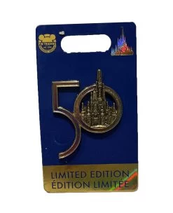 Disney 50th Anniversary Pin - 50th Logo With Cinderella Castle